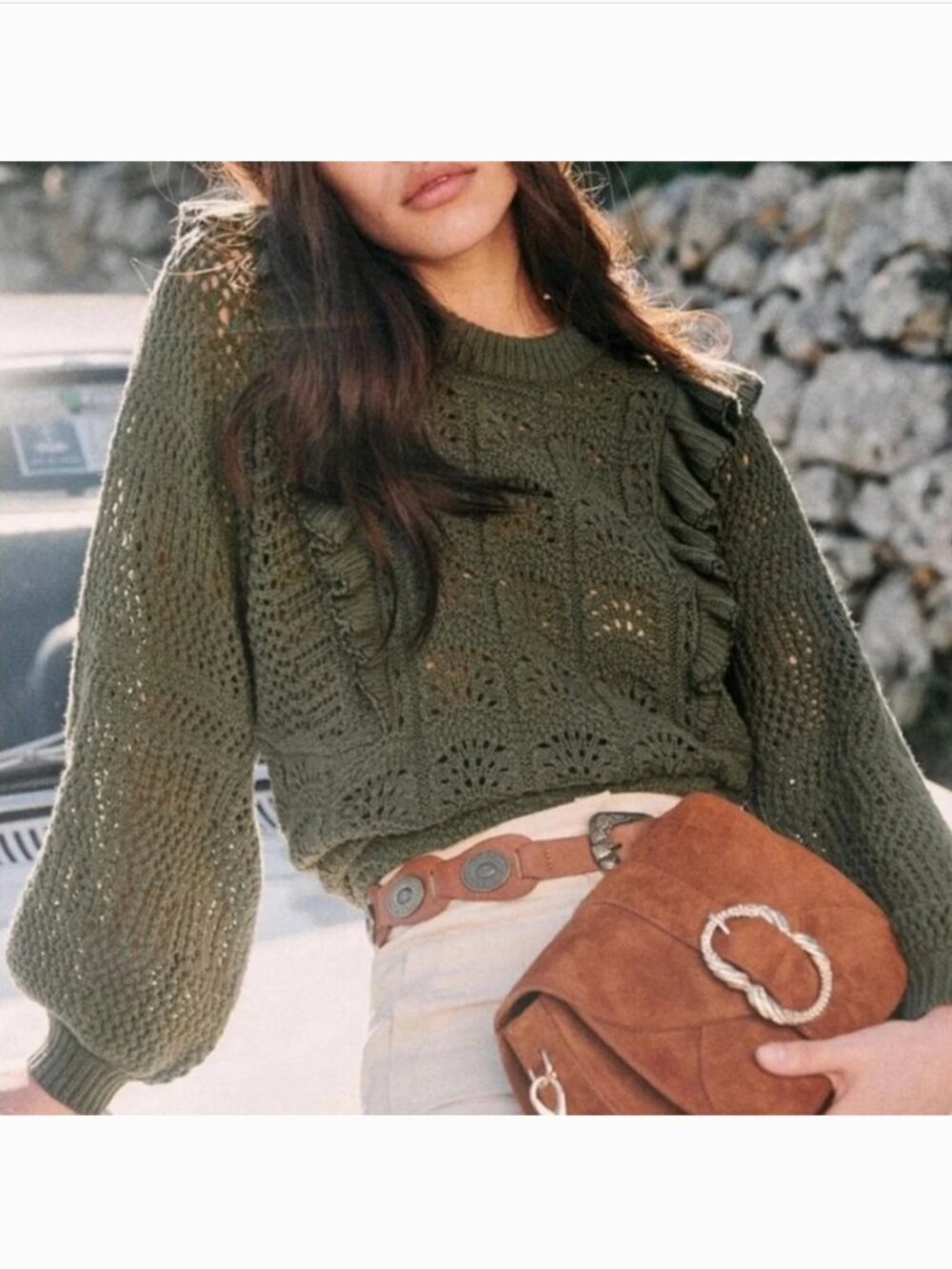 Sezane Jodie Jumper in Khaki/Black Small